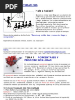 Ejercicios de Matematicas - Porcentajes, Proporciones y Regla de Mezcla