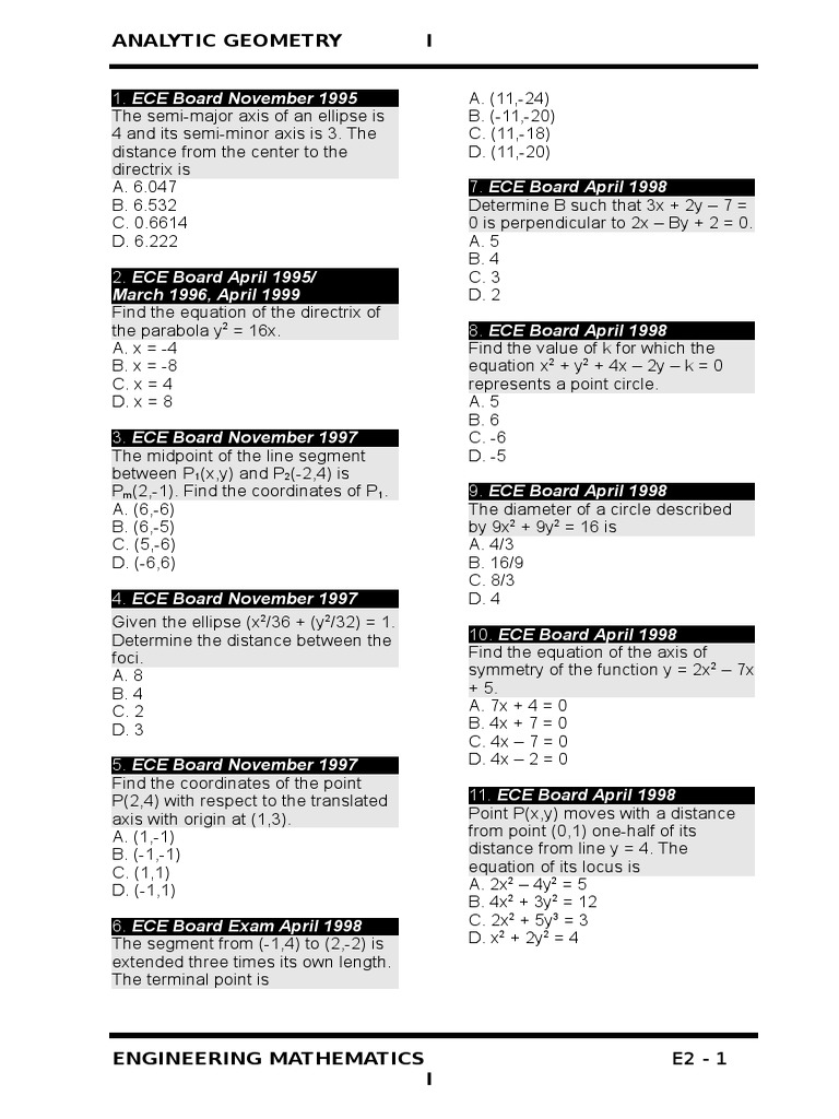 Analytic Geometry Ellipse Line Geometry
