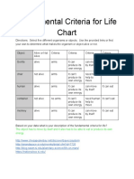 Fundamental Criteria For Life Chart