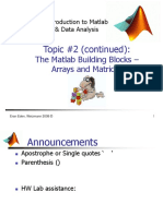 Lecture 2 - Matlab Building Blocks - Arrays and Matrices