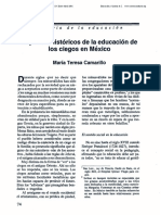 Camarillo. (1991) “Aspectos Históricos de La Educación de Los Ciegos en México”, En Cero en Conducta, Año 6, Núm 23-24, Enero- Abril, 1991.