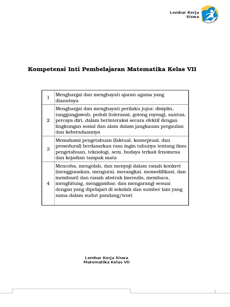 Lks Matematika Kelas 7 Kurikulum 2013