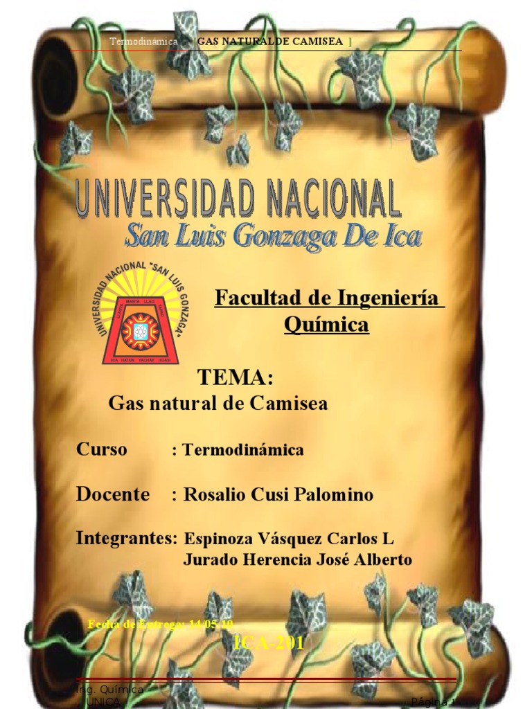 Gas Natural de Camisea: Composición y Ubicación | PDF | Entropía | Entalpía