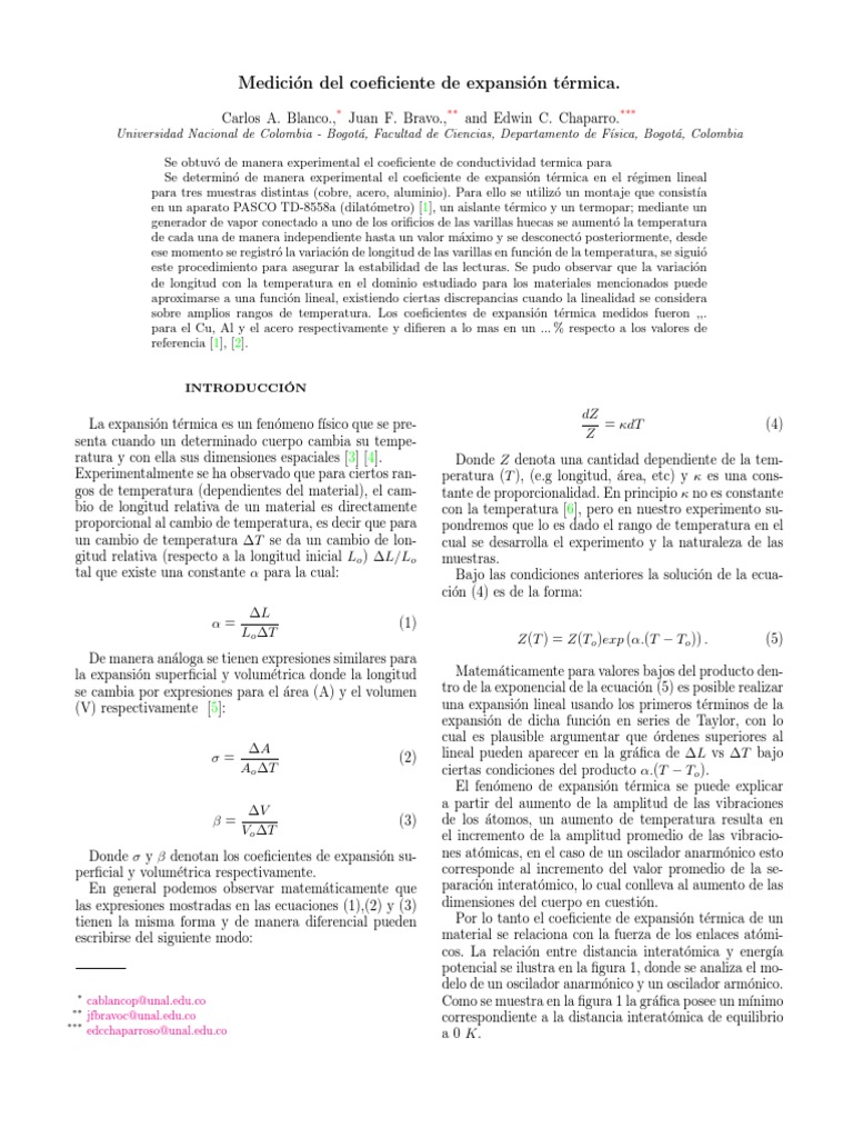Medición Del Coeficiente de Expansión Termica PDF Par termoeléctrico Aluminio