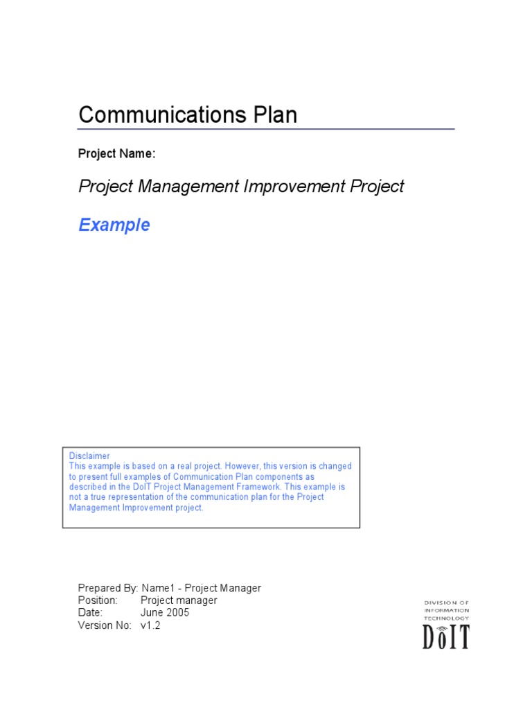 Project Management Communication Plan | PDF | Chief Information Officer ...