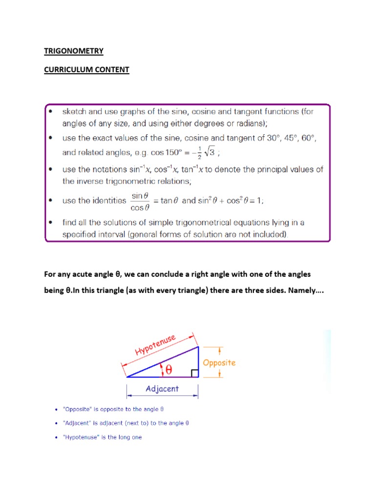 Trigonometry 1 | PDF