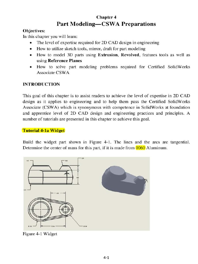 SolidWorks Part Modeling for CSWA | PDF | Extrusion | Physical Quantities