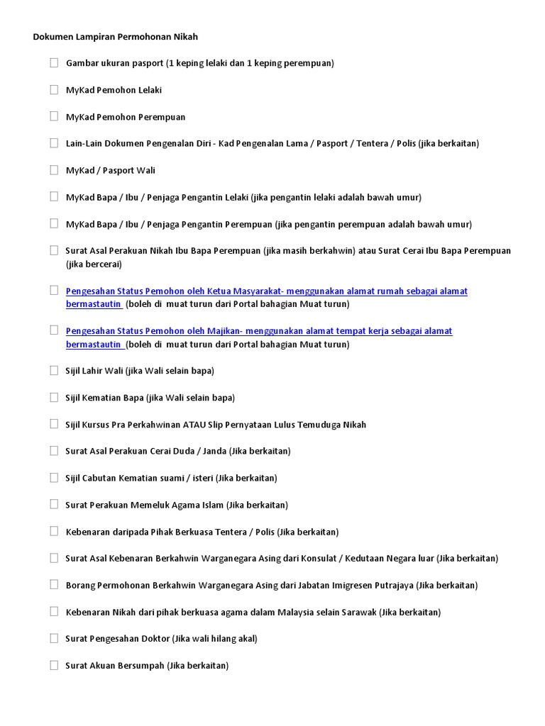Borang Nikah Perempuan