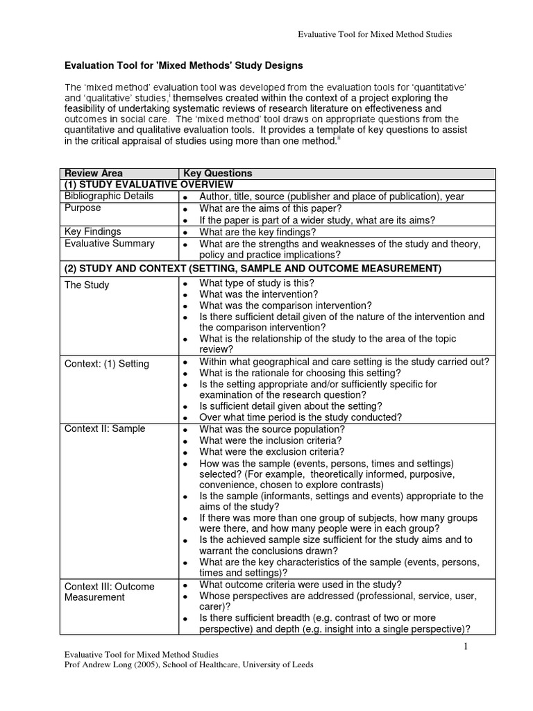 Mixed Methods Evaluation Tool Guide | PDF | Data Analysis | Evaluation