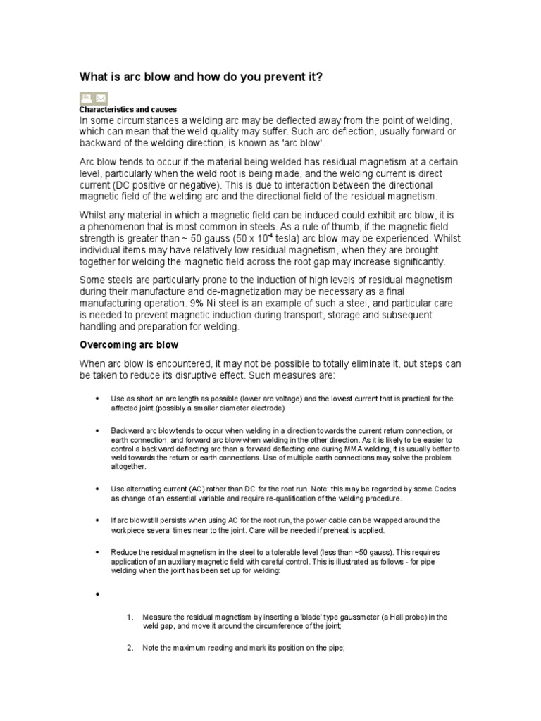 What Is Arc Blow and How Do You Prevent It? PDF Welding Construction