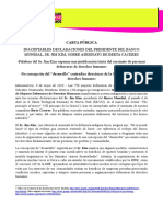 CARTA PÚBLICA INACEPTABLES DECLARACIONES DEL PRESIDENTE DEL BANCO MUNDIAL, SR. JIM KIM, SOBRE ASESINATO DE BERTA CÁCERES (08/05/2016)