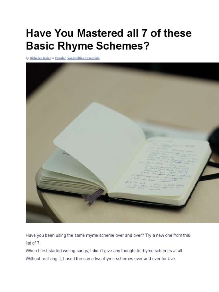 Explore 7 Basic Rhyme Schemes | PDF | Rhyme | Sonnets