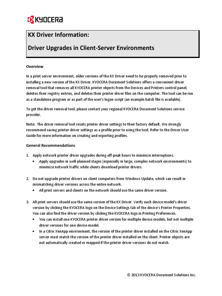 KX Driver Upgrade Information PDF | PDF
