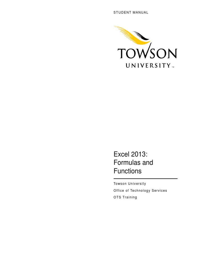 Excel 13 Formulas And Functions Student Final Formula Microsoft Excel