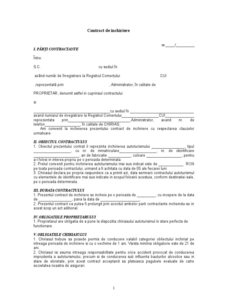 Model Contract de Inchiriere | PDF