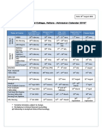 Admission Calendar CMC Vellore