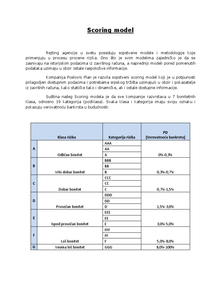 Scoring Model for Serbian Market | PDF | Finance & Money Management ...