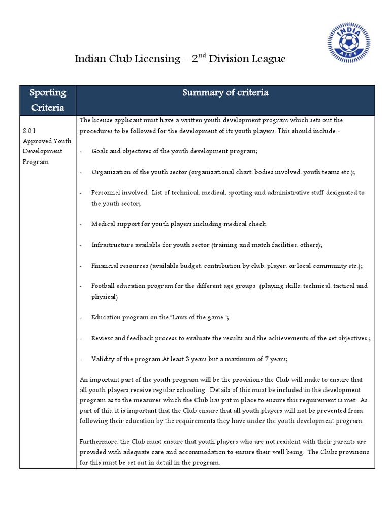 Indian Club Licensing Criteria Overview | PDF | Physician | Physical ...