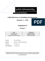 CHEN3002 Process Modelling and Simulation Semester 1 - 2016: Assignment 2