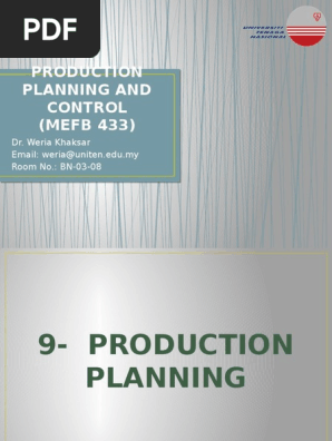 Chapter 9 - Production Planning 