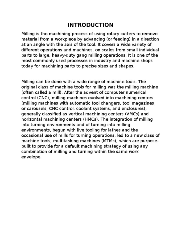 Milling Report (Indexing) PDF Industrial Processes Industries