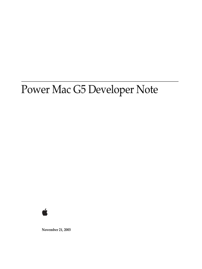 PowerMac G5 Developer Note PDF Usb Macintosh