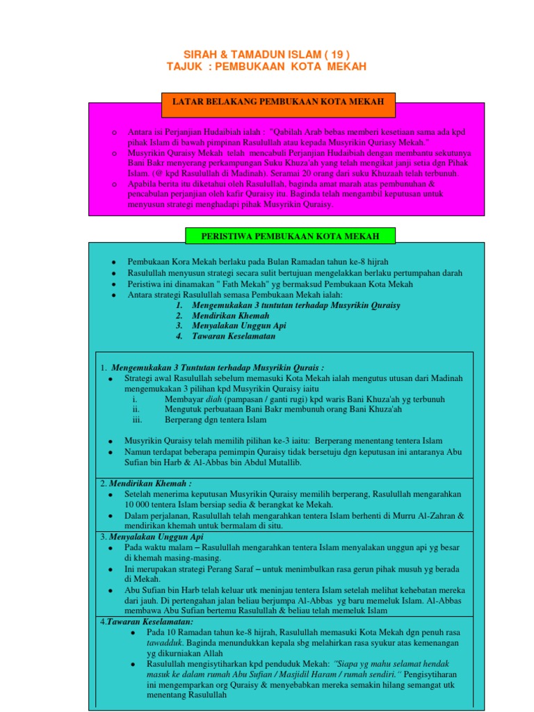 Sirah Tingkatan 3 Pembukaan Kota Mekah Pdf