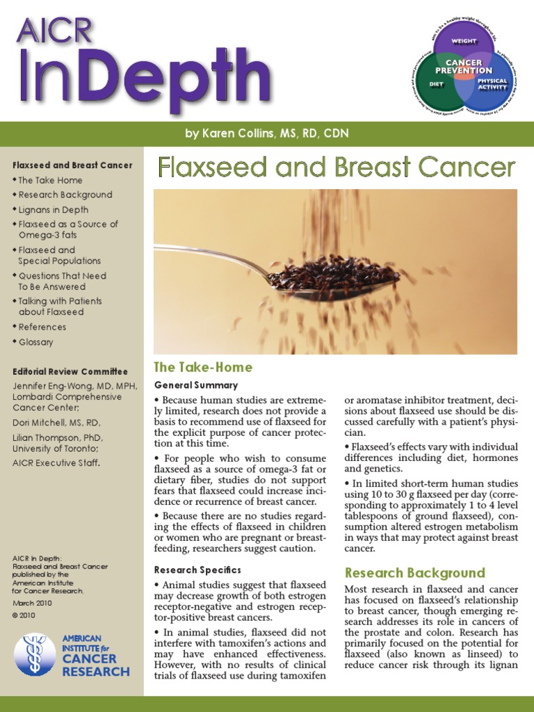 AICR InDepth Issue 01 Flaxseed and Breast Cancer PDF Estrogen Estradiol