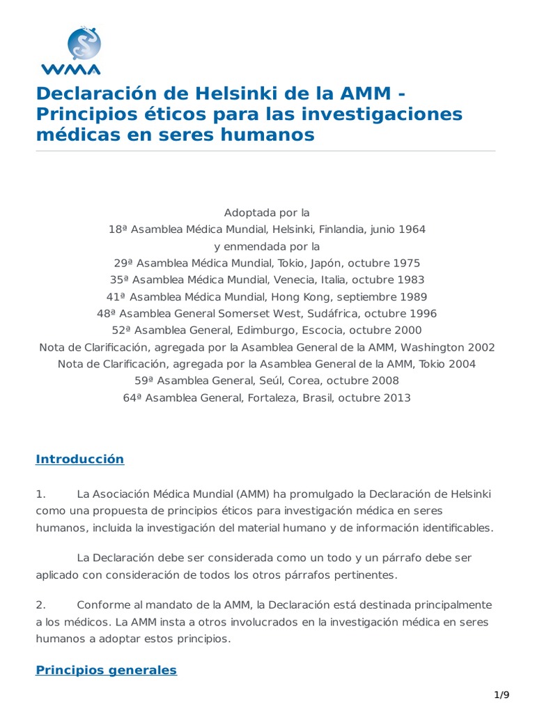 Declaración de Helsinki, 2013