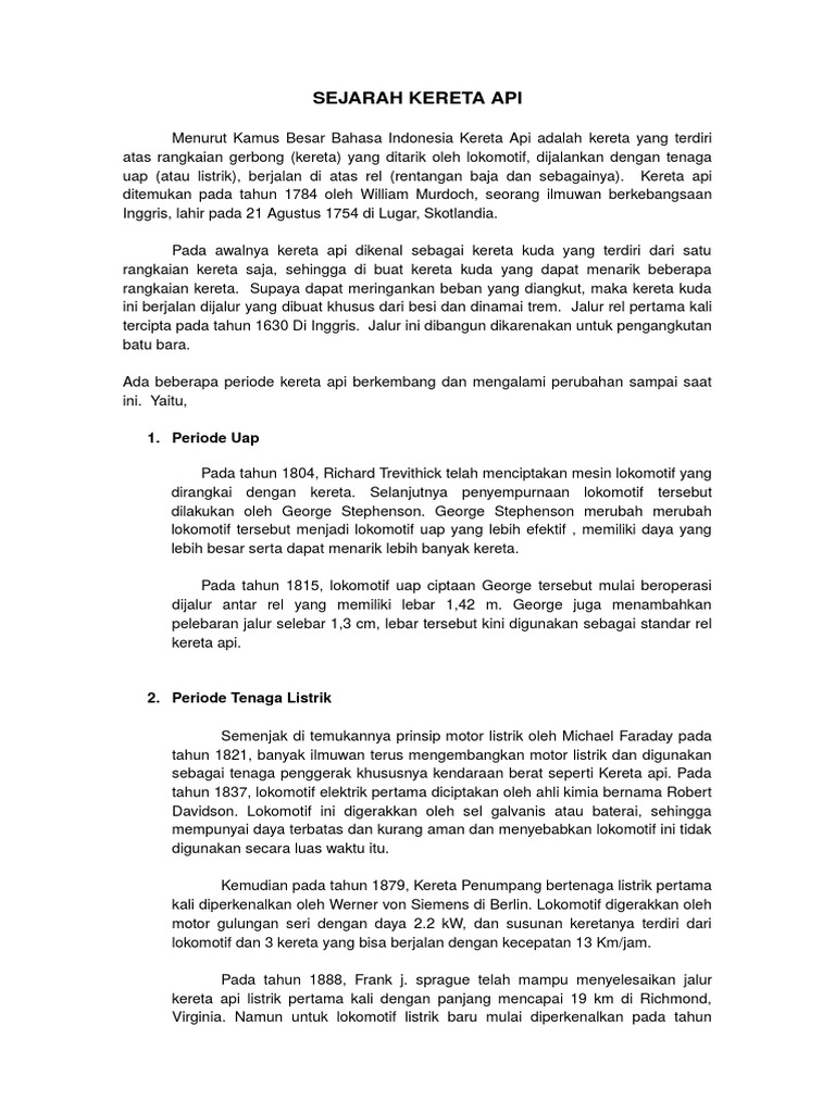 Sejarah Penemuan Kereta Api | PDF | Ilmu Sosial | Perjalanan
