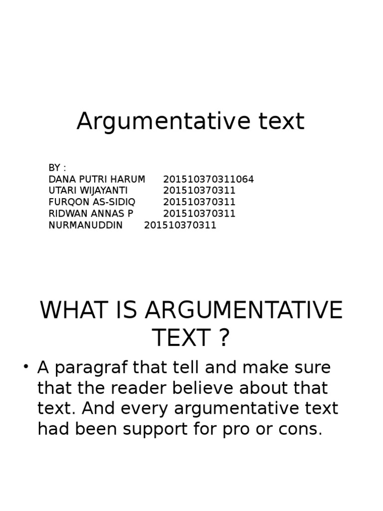 Argumentative Text | PDF | Career & Growth | Language Arts & Discipline