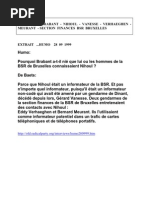 article humo traduit en fr interview de baets nihoul indicateur gendarmerie pdf justice criminelle crime et violence