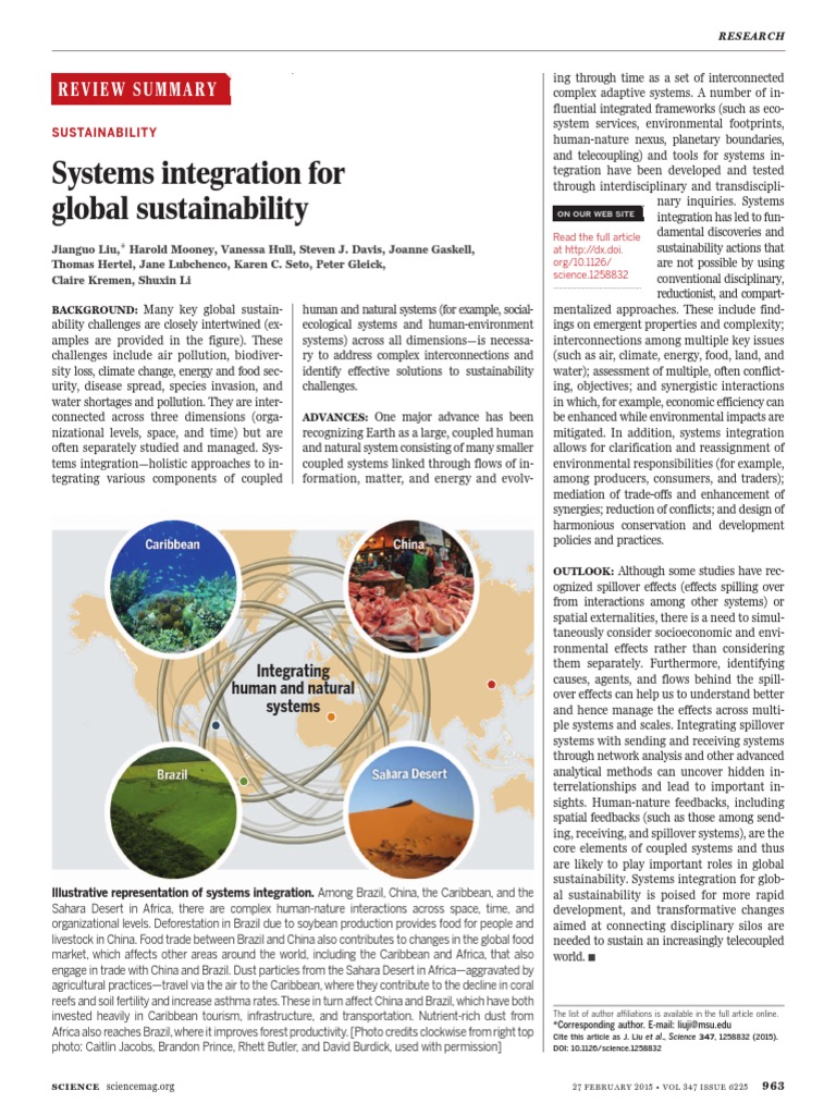 Systems Integration for Global Sustainability | PDF | Water Resources ...