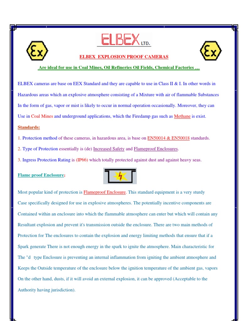 ELBEX Explosion Proof Cameras | PDF | Chemistry | Gases