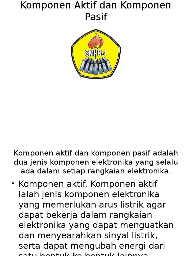 Komponen Aktif Dan Komponen Pasif Pdf