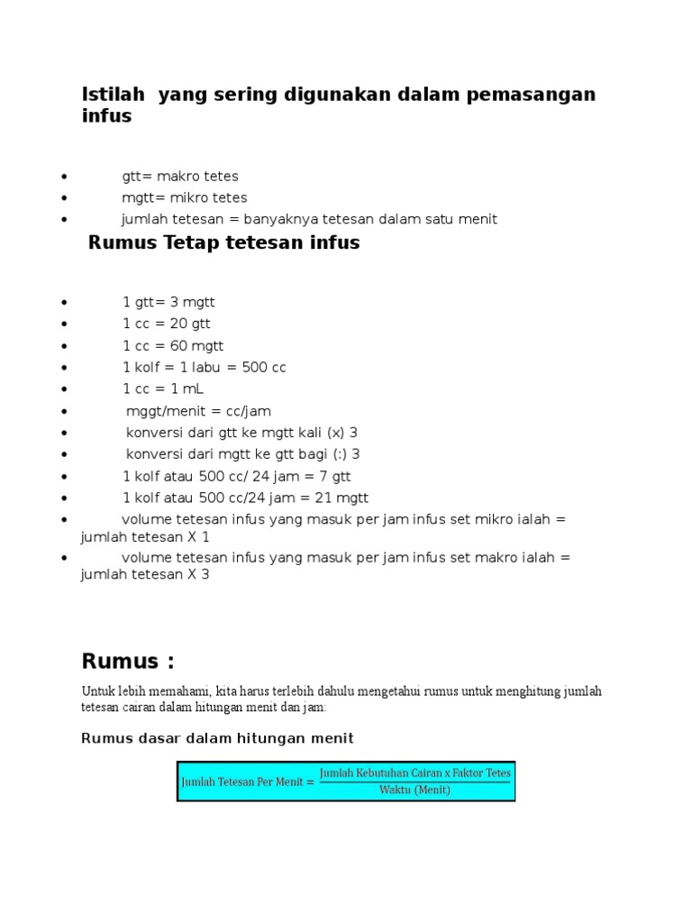 Contoh Soal Menghitung Tetesan Infus Dikdasmen