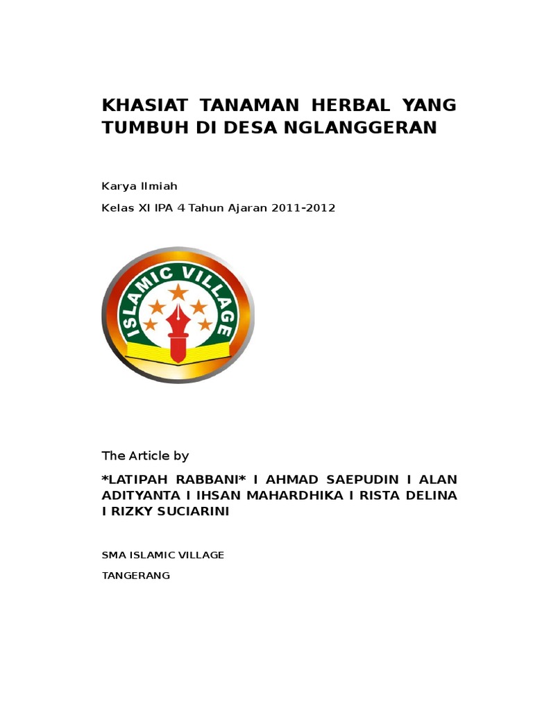 Khasiat Tanaman Herbal Yang Tumbuh Di Desa Nglanggera1