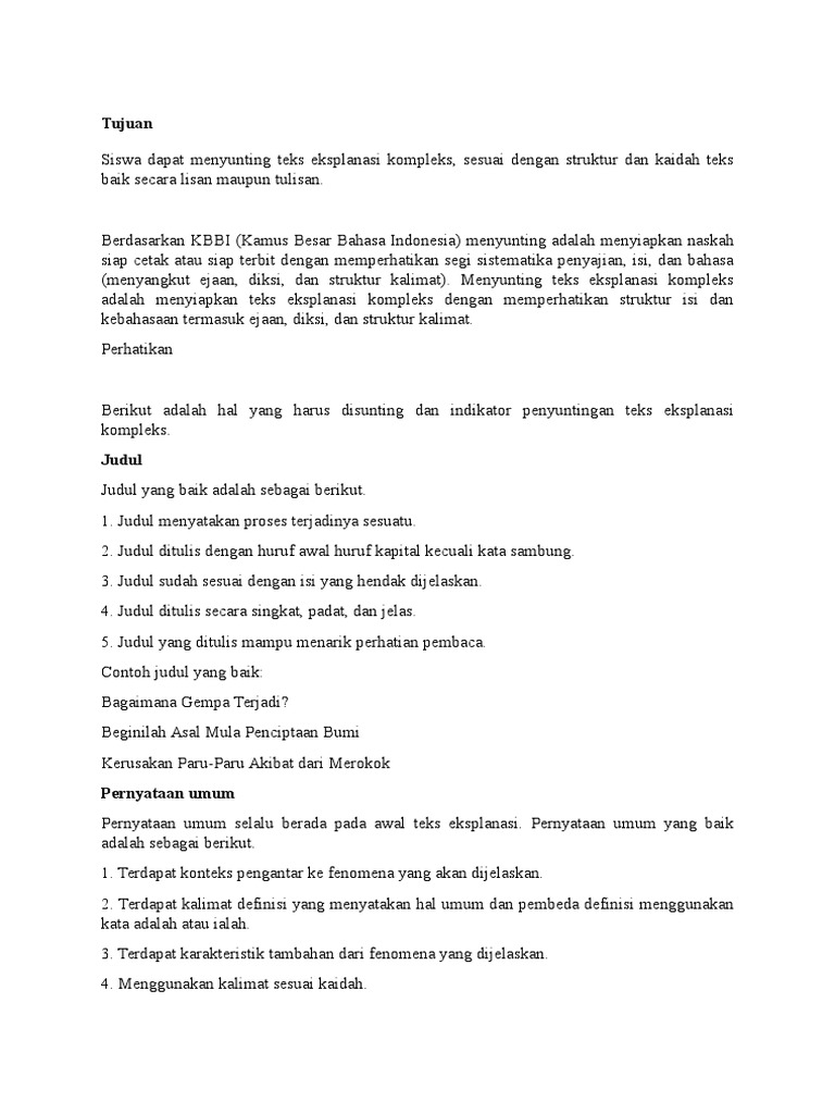 Cara Menyunting Teks Eksplanasi