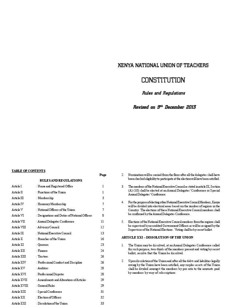 KNUT Constitution and Election Rules | PDF | Trade Union | Committee