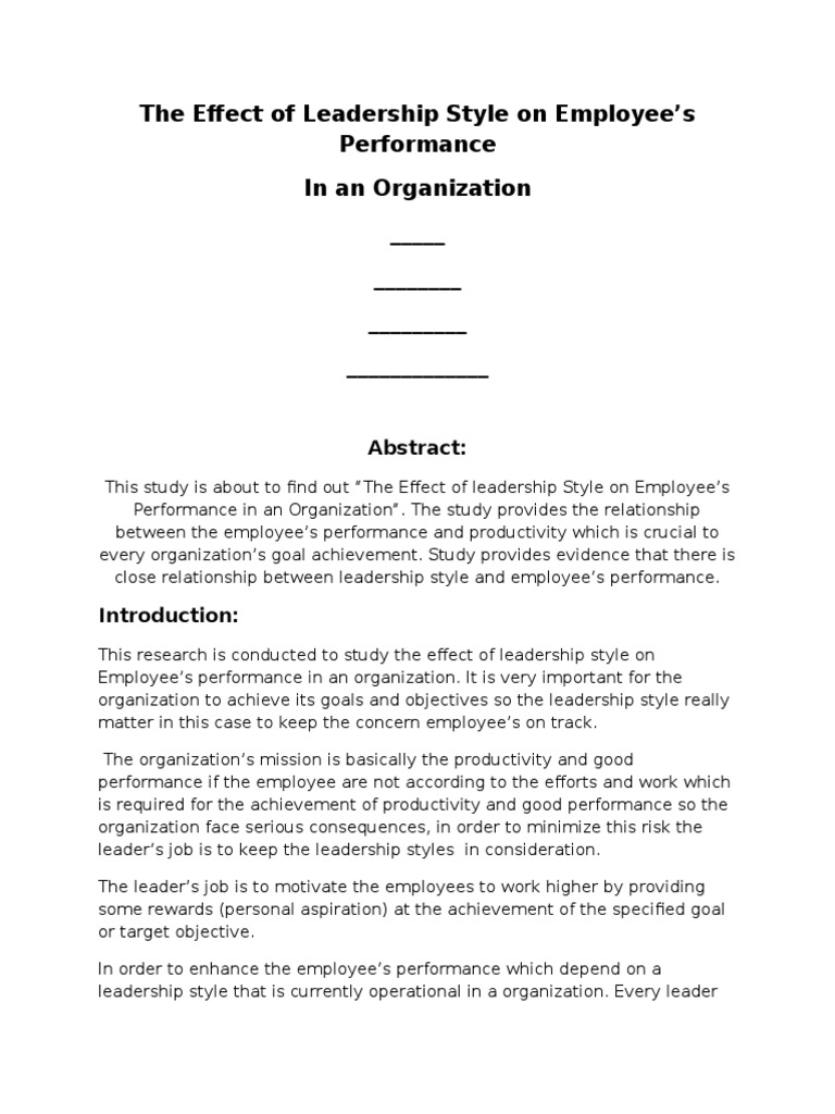 The Effect of Leadership Style On Employee | PDF | Leadership | Motivation