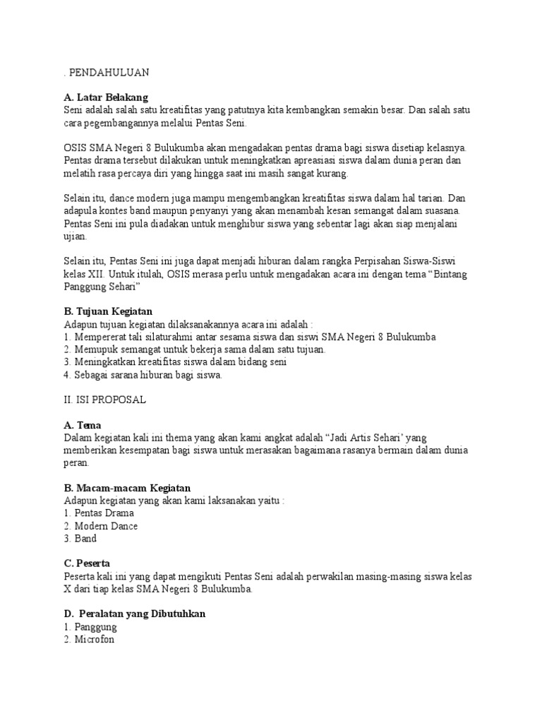 Contoh Proposal Kegiatan Sekolah