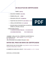 Planilla de Solicitud de Certificados