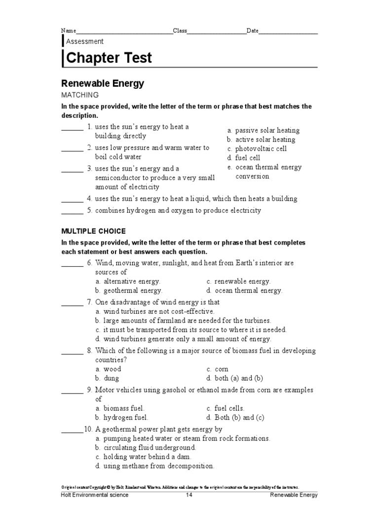 Chap 18 Basic Test | PDF | Renewable Energy | Solar Energy