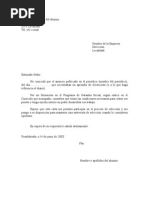 CARTA DE PRESENTACIÓN Modelo