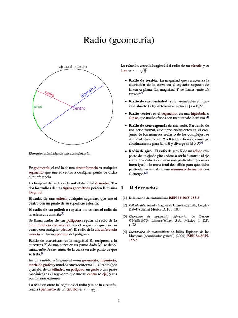 Definición de Radio en Geometría | PDF | Radio | Circulo