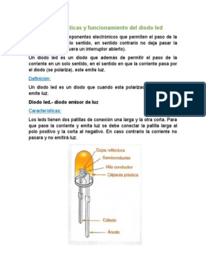 Características y Funcionamiento Del Diodo Led, PDF, Diodo emisor de luz