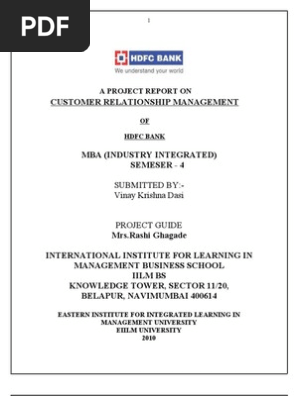 Hdfc Customer Relationship Banks Strategic Management - 
