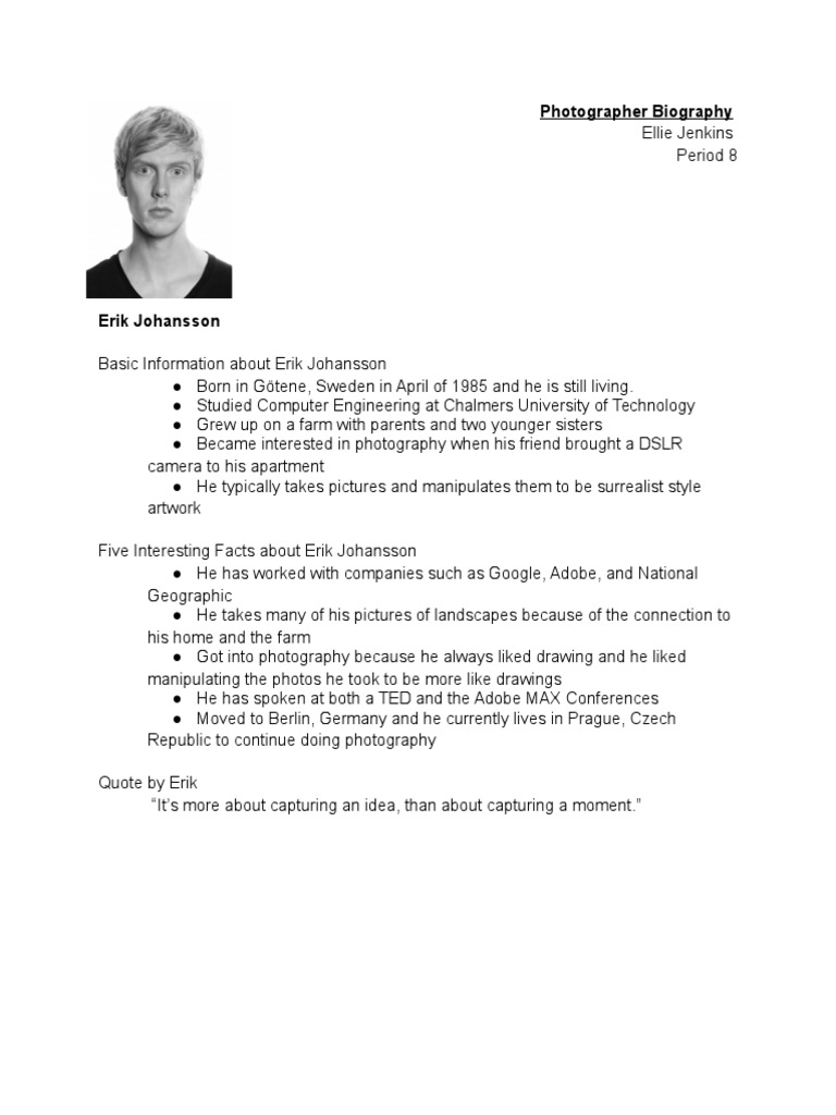 Erik Johansson: Surrealist Photographer Bio | PDF | Crafts | Art Media, image size:768x1024