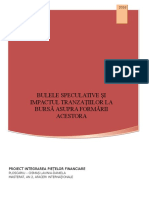 Bulele Speculative Şi Impactul Tranzacţiilor L Bursă Asupra Formării Acestora