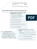 English Language Test - Examen de Lengua Extranjera: Inglés: Present Simple (Affirmative, Negative and Interrogative)